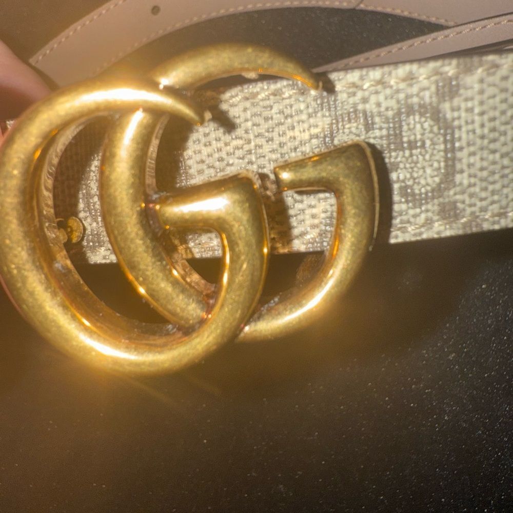 Brand new with box and dustbag Gucci Cream and Gold Belt GG Buckle size 65 - Picture 2 of 5